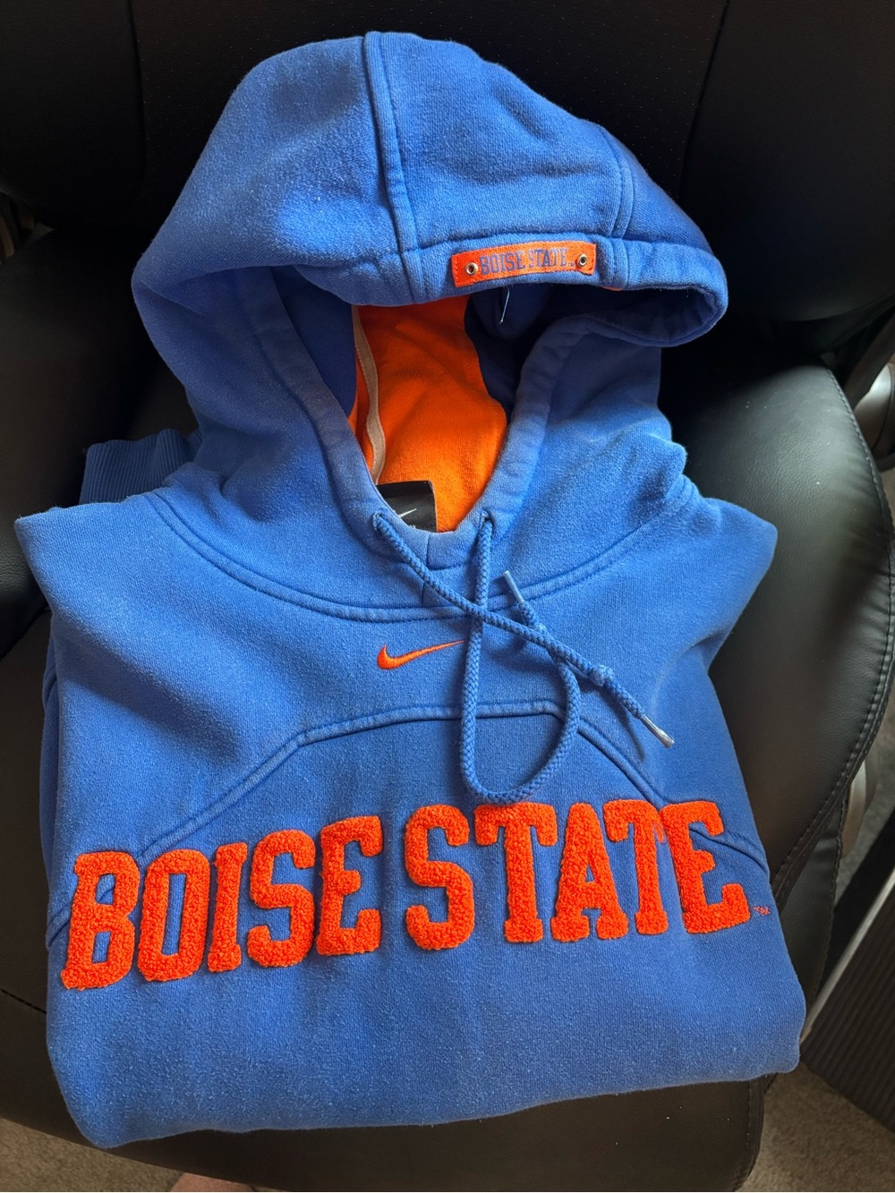 Nike Men’s Royal Blue Hoodie with Orange Boise State Lettering